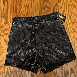 Spirit Black Sequin High-Waist Women's Shorts
